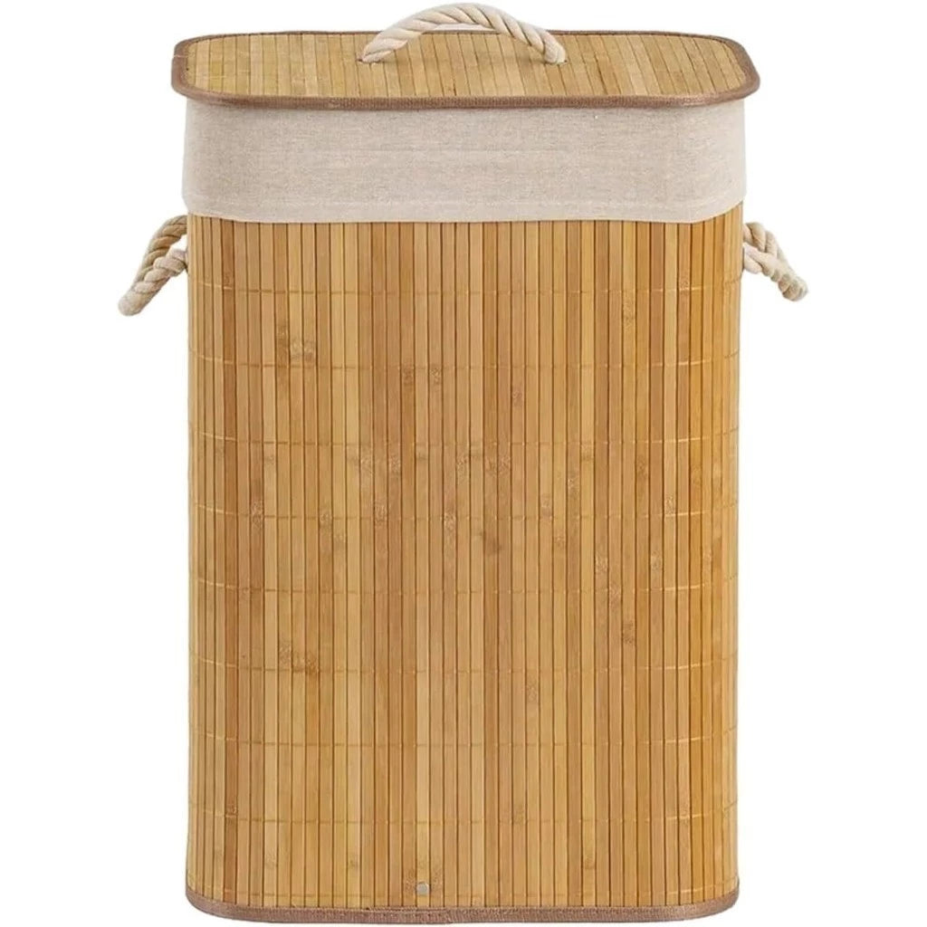 Cesto de Roupa Suja em Madeira de Bambu 50 Litros