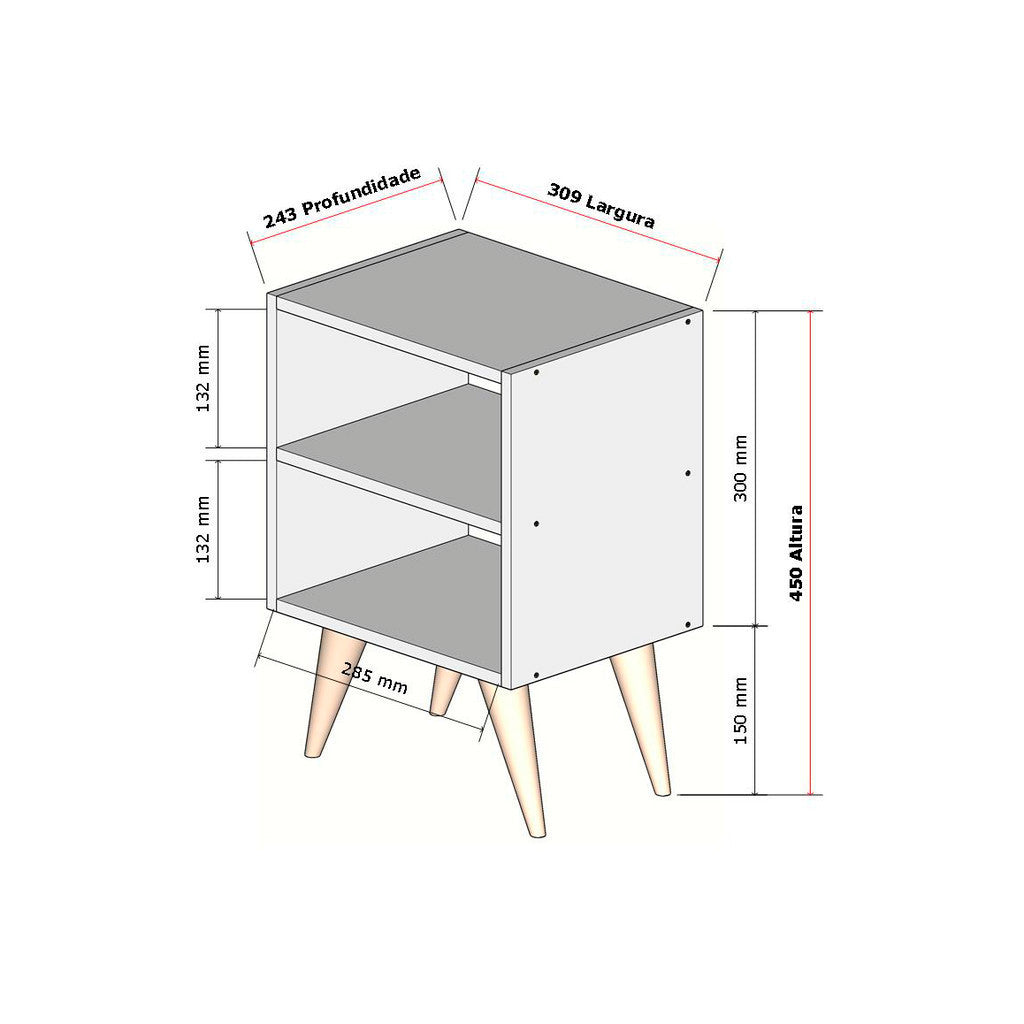 Mesa de Cabeceira Nicho Quarto Casal Decoração Retro Branco