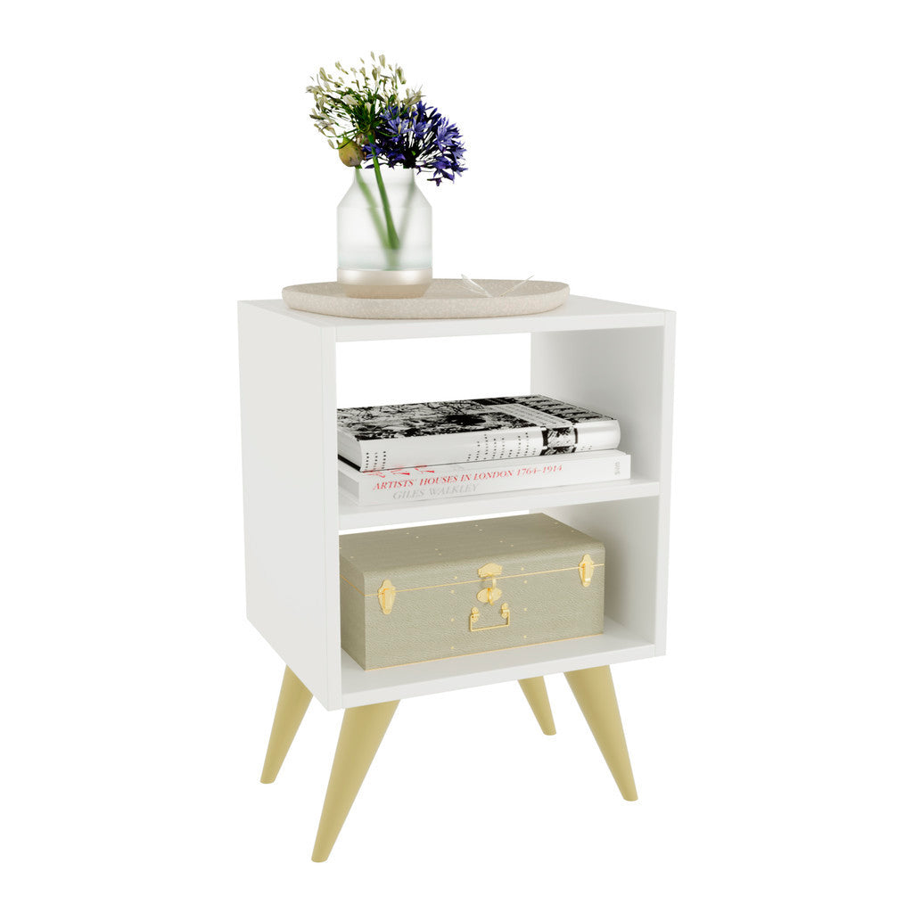 Mesa de Cabeceira Nicho Quarto Casal Decoração Retro Branco